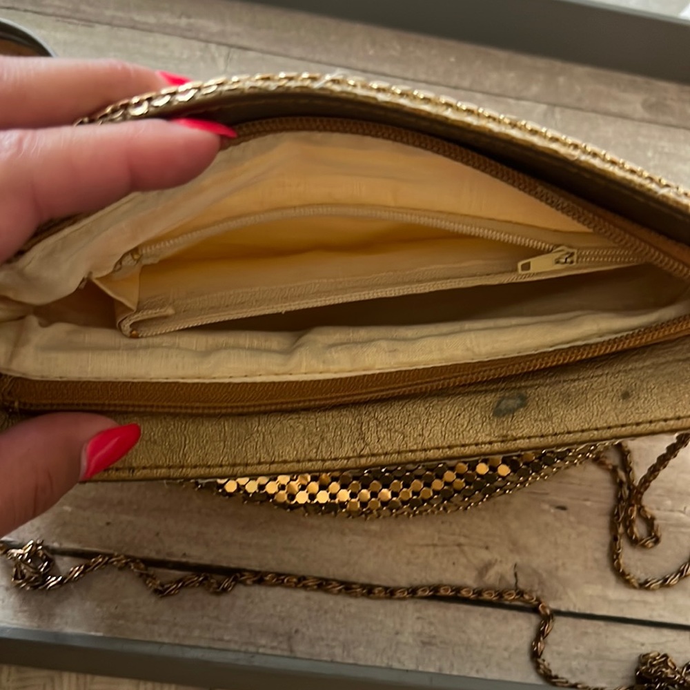 70s gold metal mesh shoulder bag